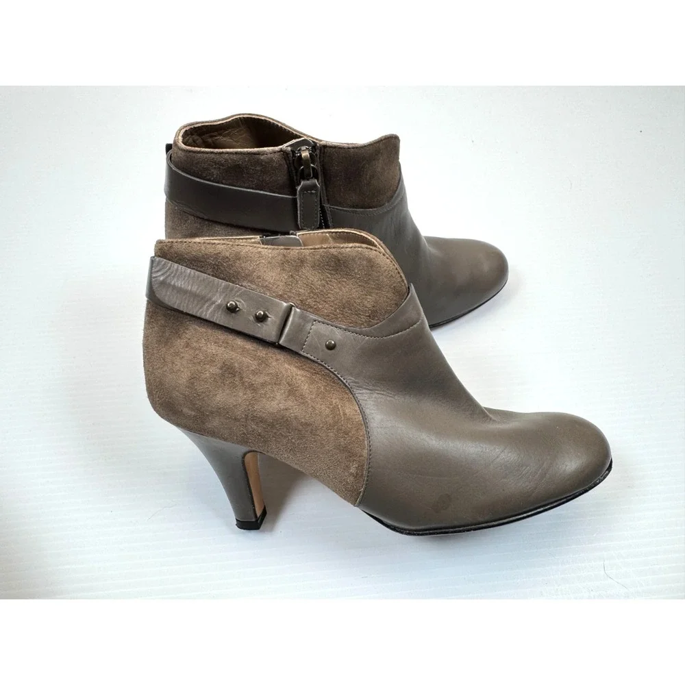 Anyi Lu Vanessa Bootie Womens 37 US 7 Suede Leather Buckled Zip Closure Stitello